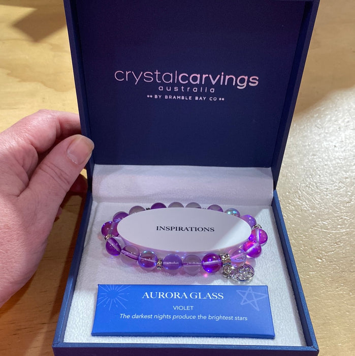 Crystal Carvings Bracelet | Violet Aurora Glass
