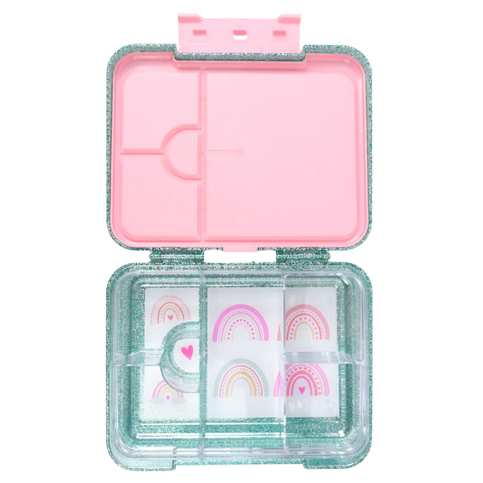 Bento Lunchbox (Large) - Aqua Rainbow Glitter