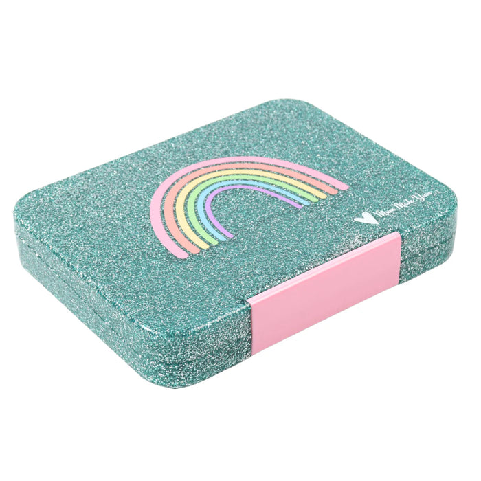 Bento Lunchbox (Large) - Aqua Rainbow Glitter