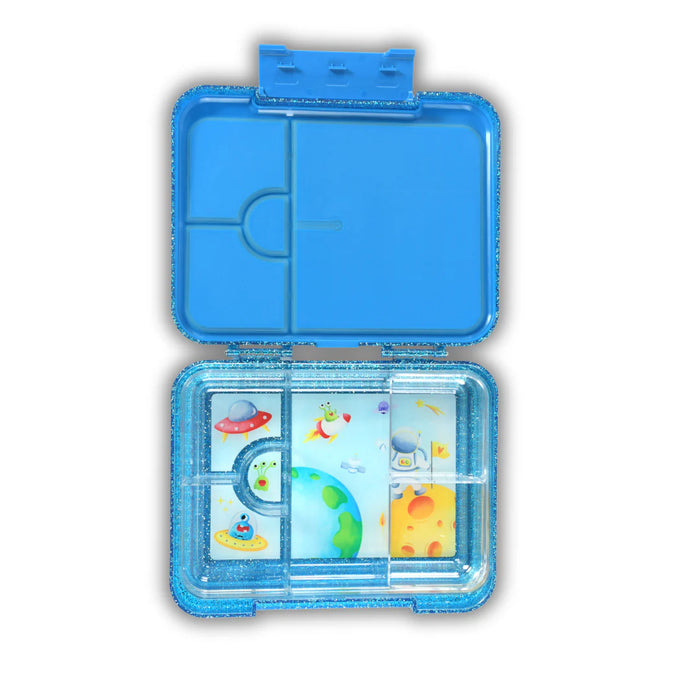 Bento Lunchbox (Large) - Light Blue Rocket Glitter