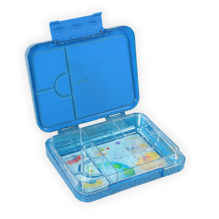 Bento Lunchbox (Large) - Light Blue Rocket Glitter