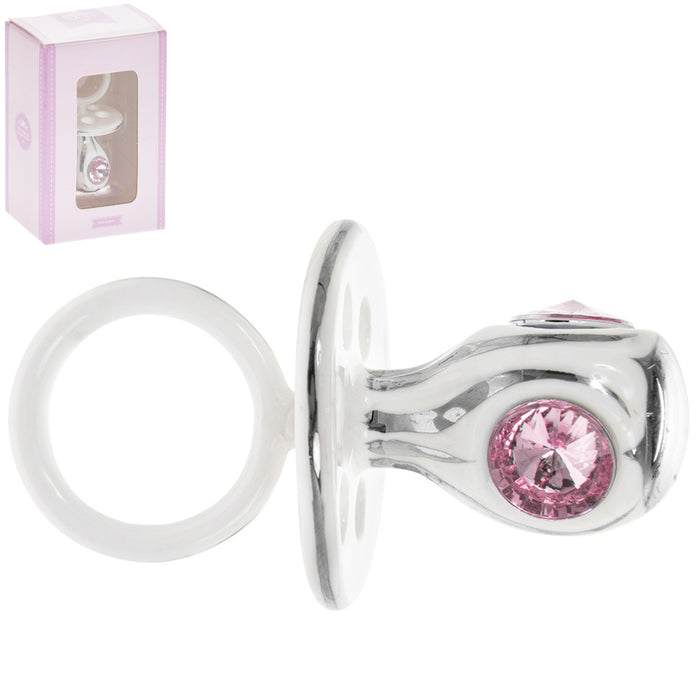 Ceramic Dummy Silver Plated & PInk Diamante