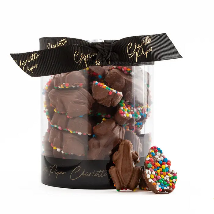 Charlotte Piper | Mini Treats Milk Chocolate Frogs w/sprinkles 130g