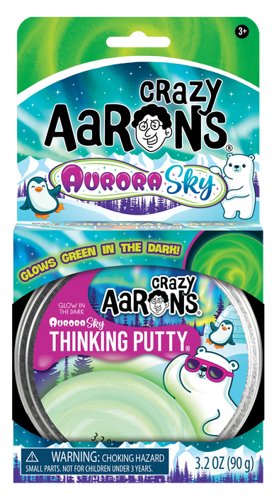 Crazy Aaron's Thinking Putty 4" Tin | Glowbrights | Aurora Sky