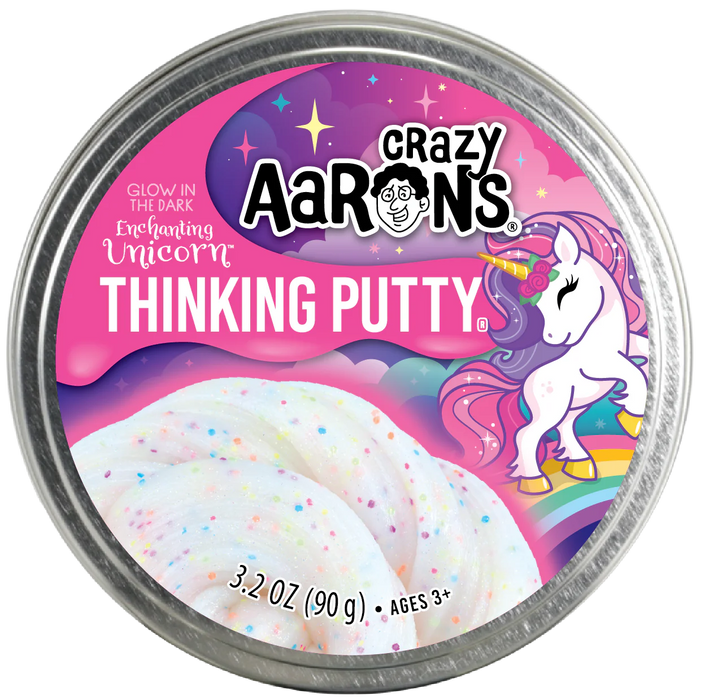 Crazy Aaron's Thinking Putty 4" Tin | Glowbrights | Enchanting Unicorn
