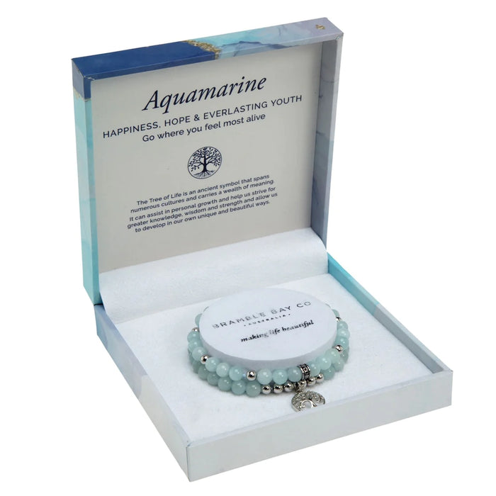 Crystal Bracelet Set | Aquamarine Rhodium