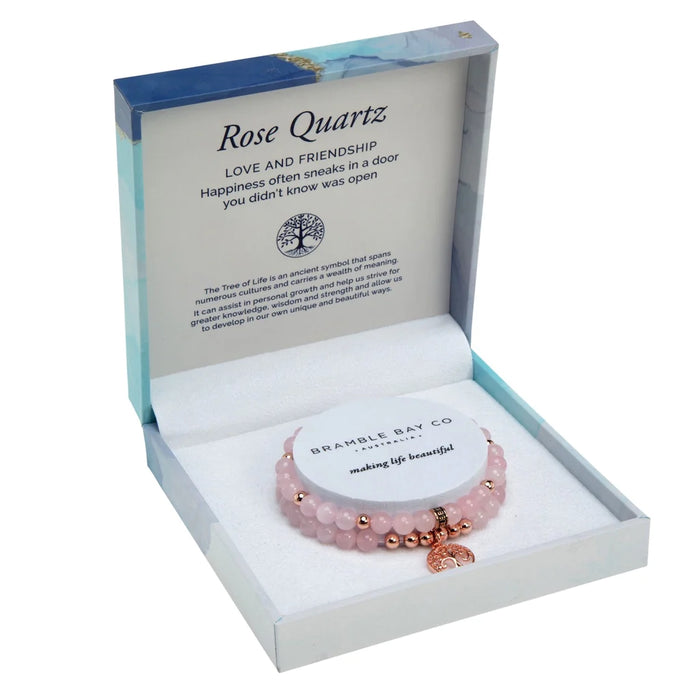 Crystal Bracelet Set | Rose Quartz Rose Gold