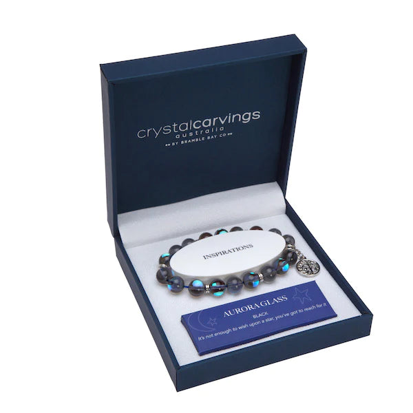 Crystal Carvings Bracelet | Black Aurora Glass