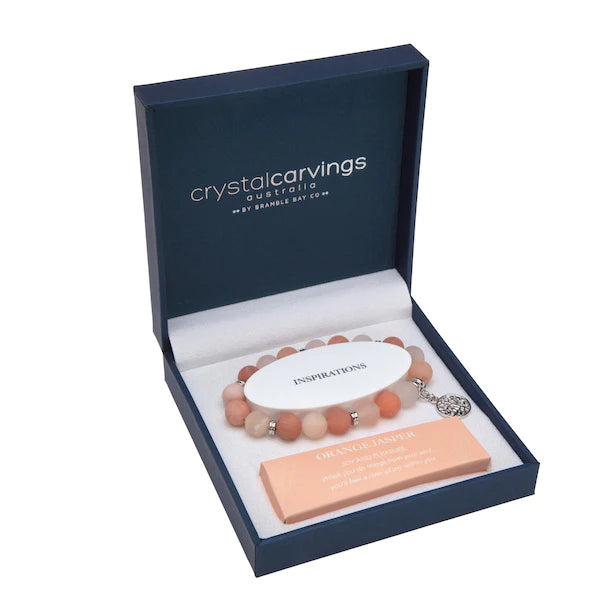 Crystal Carvings Bracelet | Orange Jasper