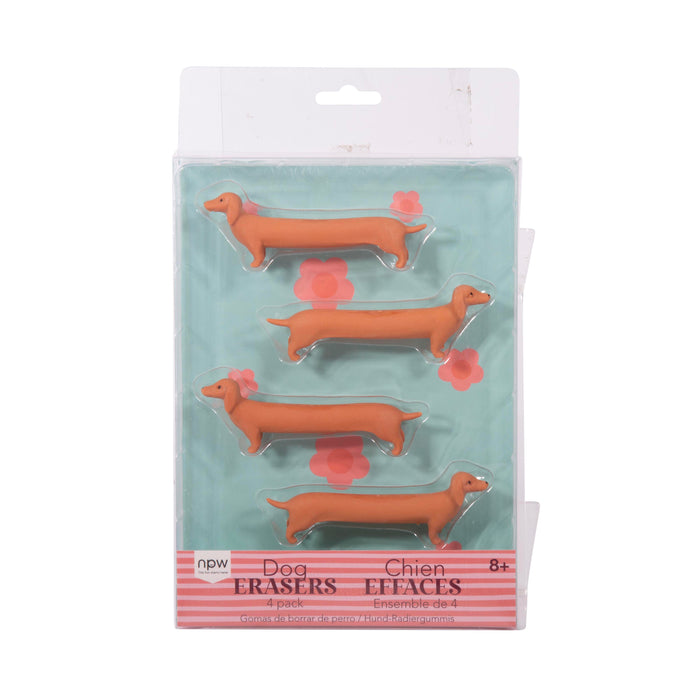 Dachshund Dog Eraser Set - Brown