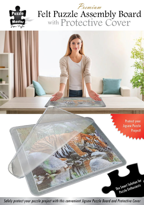 Felt Puzzle Assembly Board with Protective Cover