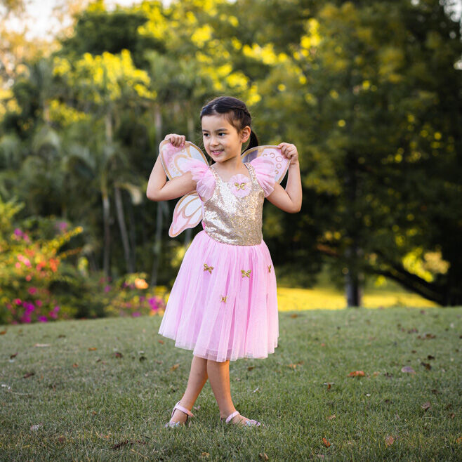 Gold Sequins Butterfly Dress & Wings