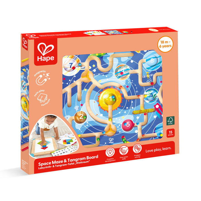 Hape | 2 in 1 Space Maze & Tangram Board