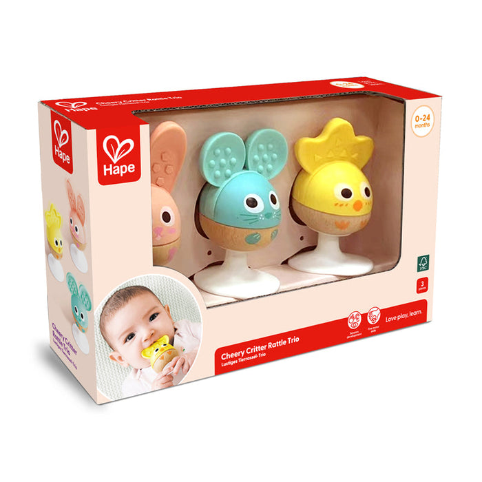 Hape | Cheery Critter Rattle Trio