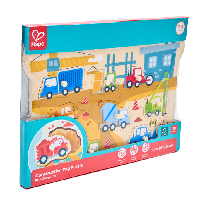 Hape | Construction Vehicles Peg Puzzle