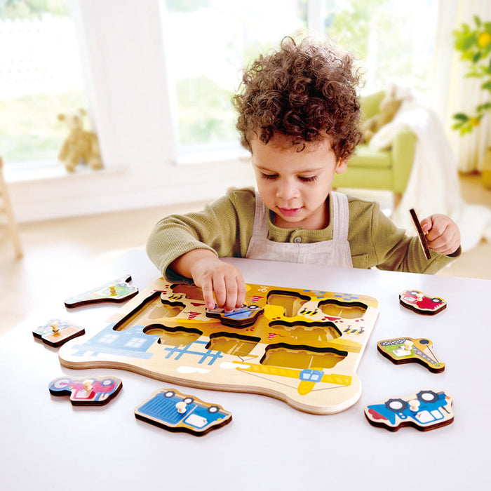 Hape | Construction Vehicles Peg Puzzle