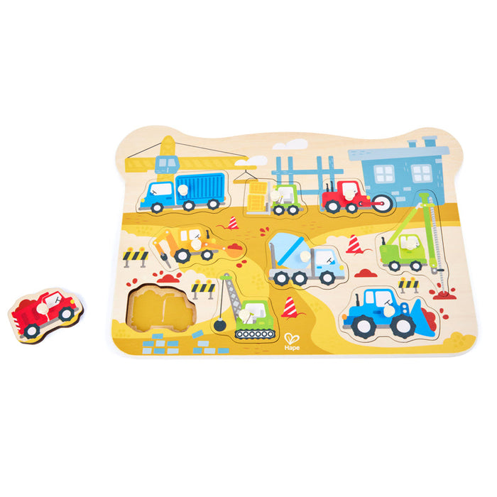 Hape | Construction Vehicles Peg Puzzle