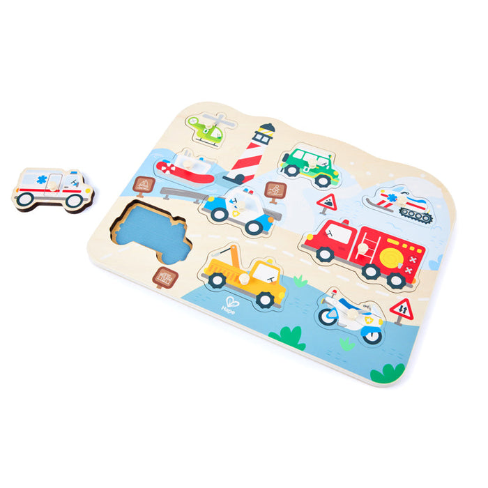 Hape | Emergency Vehicles Peg Puzzle