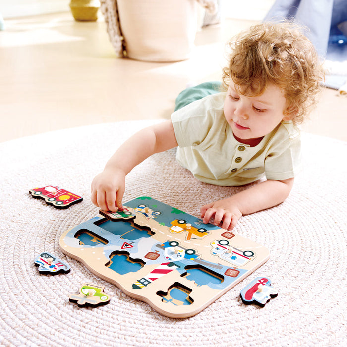 Hape | Emergency Vehicles Peg Puzzle