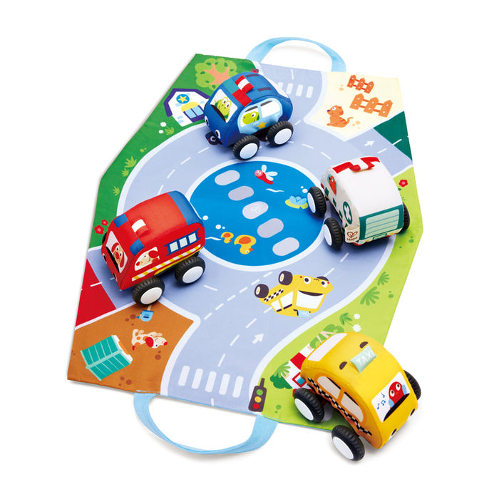 Hape | Pull-Back Plush Car Set