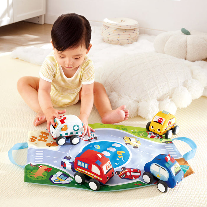 Hape | Pull-Back Plush Car Set