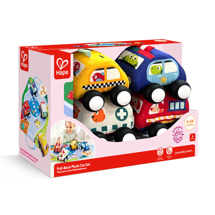 Hape | Pull-Back Plush Car Set
