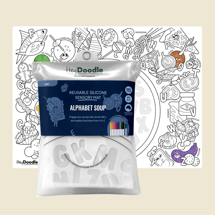 Hey Doodle | Alphabet Soup Sensory Colouring & Doodle Mat