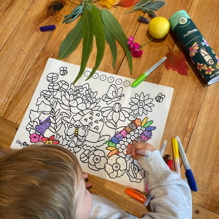 Hey Doodle | Flower Power Mini Colouring & Doodle Mat