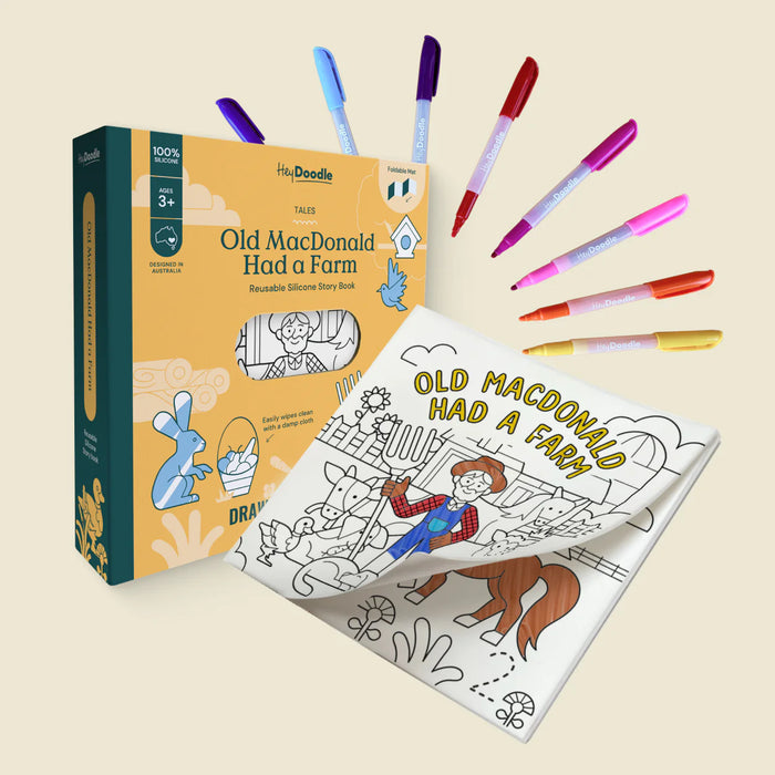 Hey Doodle | Old MacDonald Had a Farm Tales - Reusable Colouring Book