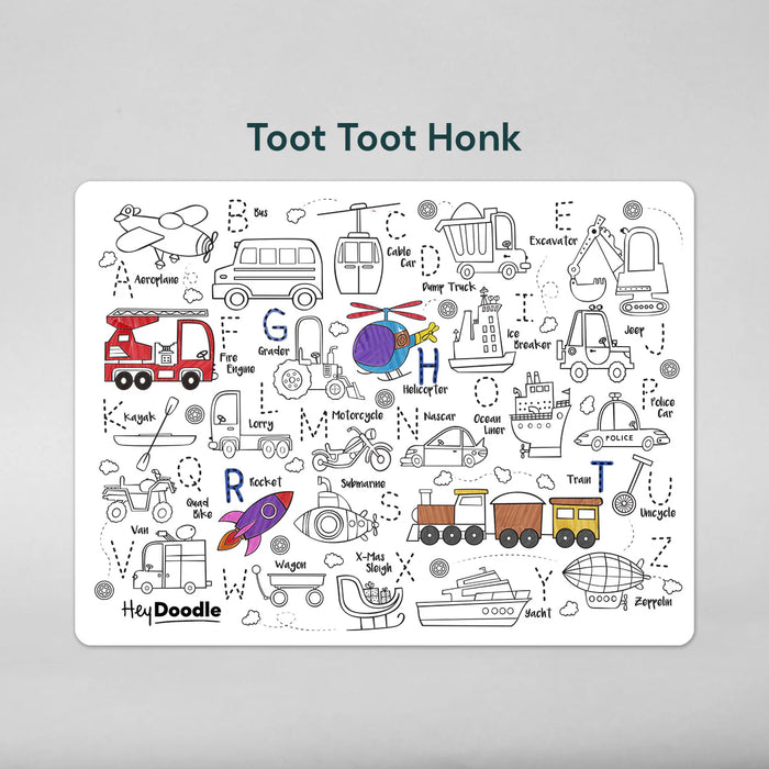 Hey Doodle | Toot Toot Honk Classic Colouring & Doodle Mat
