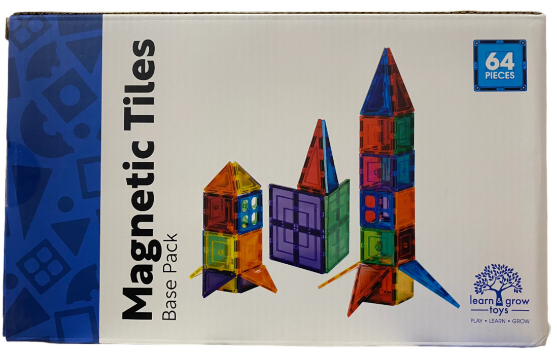 Learn & Grow Toys | Magnetic Tiles | 64 Pieces