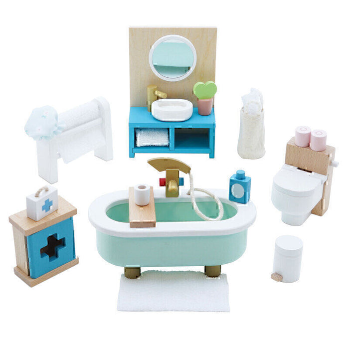 Le Toy Van | Wooden Dolls House Bathroom Furniture - 19 piece