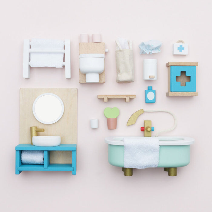 Le Toy Van | Wooden Dolls House Bathroom Furniture - 19 piece