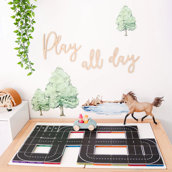 Learn & Grow Toys | Magnetic Tile Toppers | Road Pack