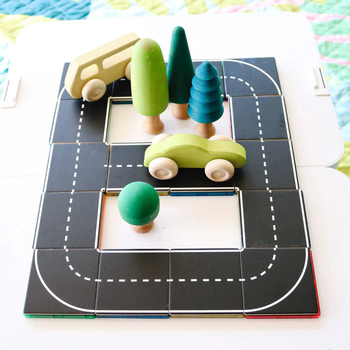 Learn & Grow Toys | Magnetic Tile Toppers | Road Pack