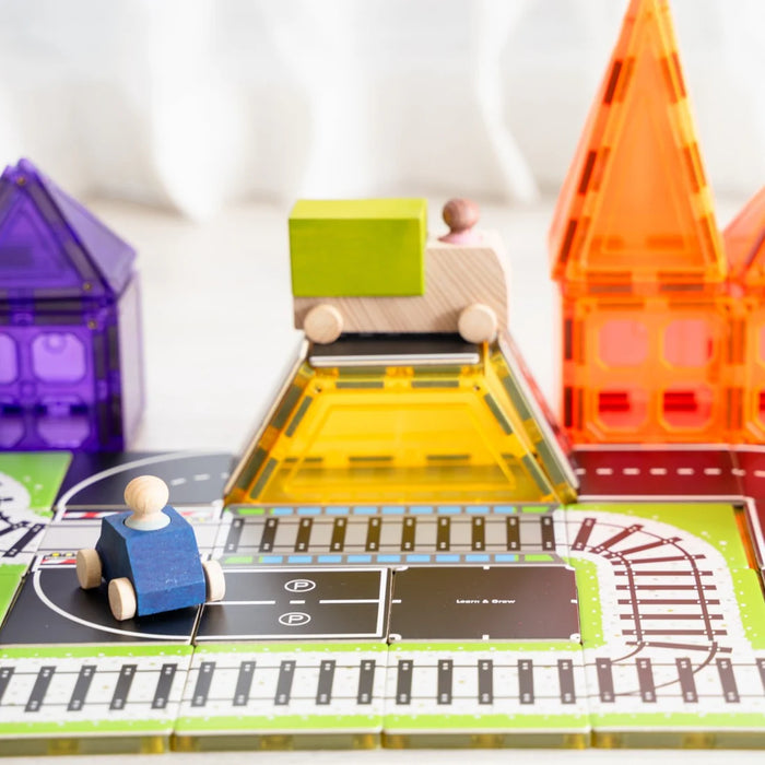 Learn & Grow Toys | Magnetic Tile Toppers | Train Pack