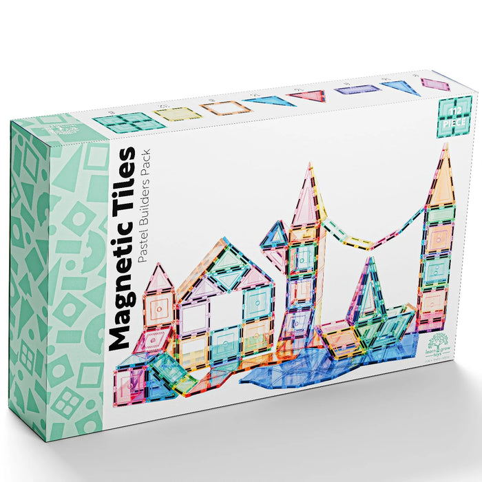 Learn & Grow Toys | Magnetic Tiles | Pastel Builders Pack (112 Piece)
