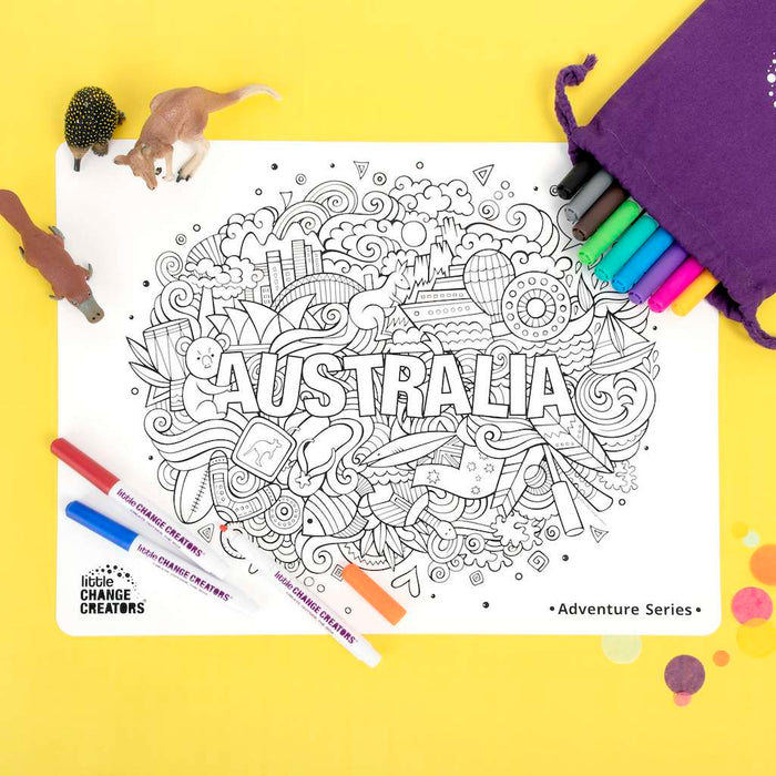 Little Change Creators | Reusable Colouring Mat | Australia - Large