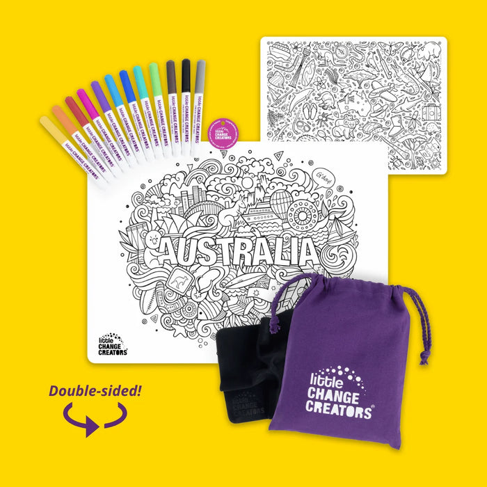 Little Change Creators | Reusable Colouring Mat | Australia - Large
