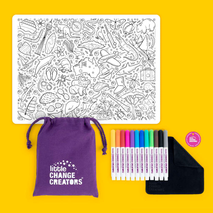 Little Change Creators | Reusable Colouring Mat | Australia - Large