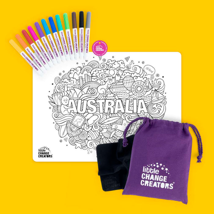Little Change Creators | Reusable Colouring Mat | Australia - Large
