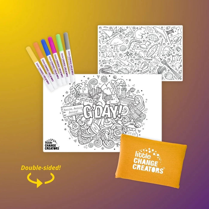 Little Change Creators | Reusable Colouring Mat | G'Day - Small