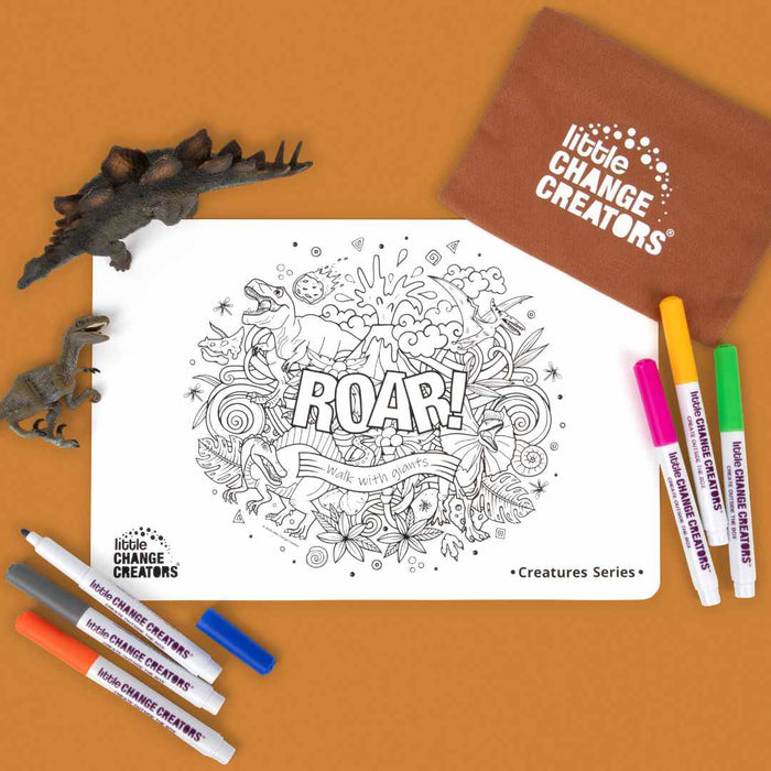 Little Change Creators | Reusable Colouring Mat | Roar - Small