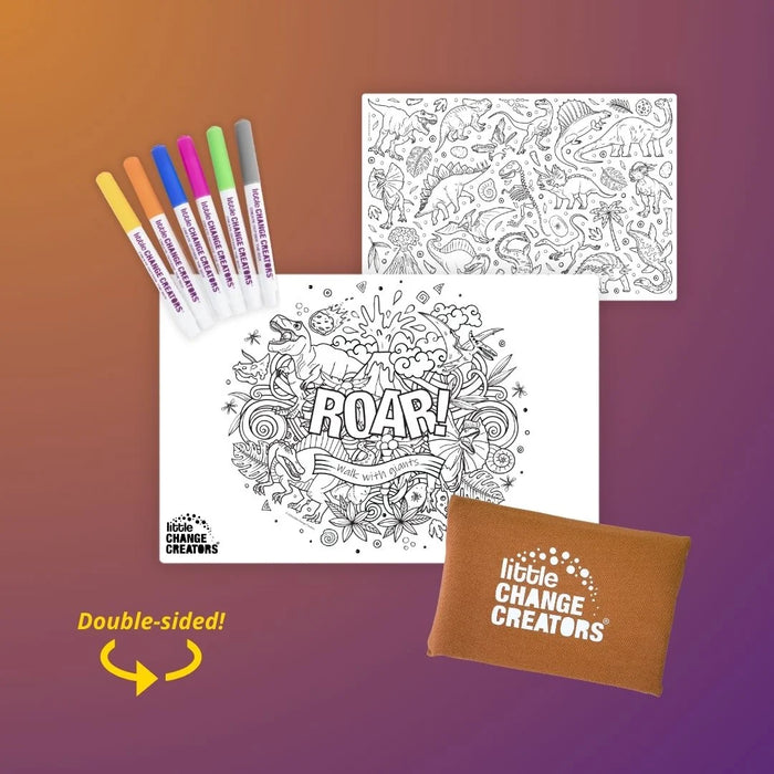 Little Change Creators | Reusable Colouring Mat | Roar - Small