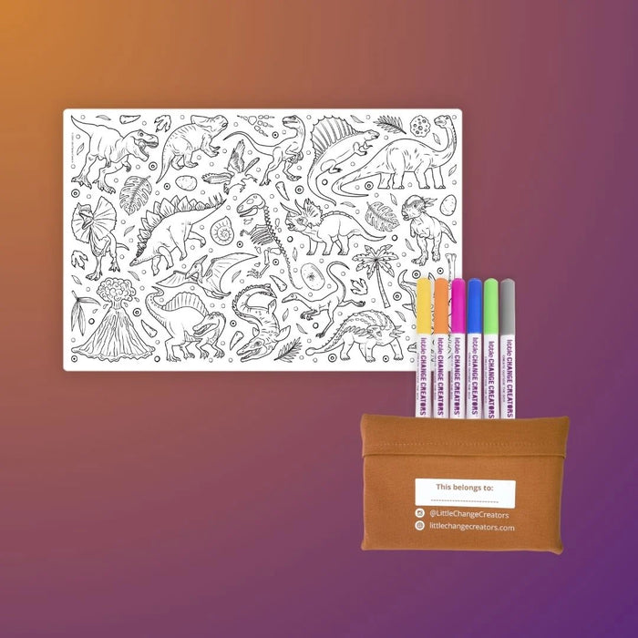 Little Change Creators | Reusable Colouring Mat | Roar - Small