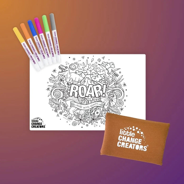 Little Change Creators | Reusable Colouring Mat | Roar - Small