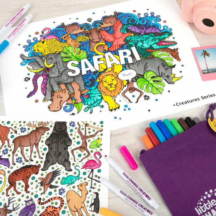 Little Change Creators | Reusable Colouring Mat | Safari - Large