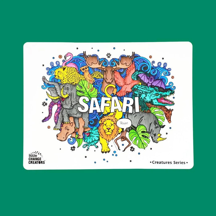 Little Change Creators | Reusable Colouring Mat | Safari - Large
