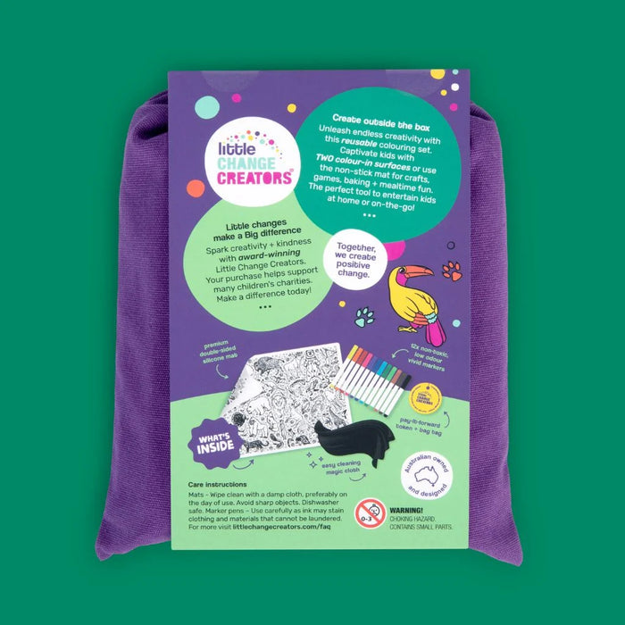 Little Change Creators | Reusable Colouring Mat | Safari - Large