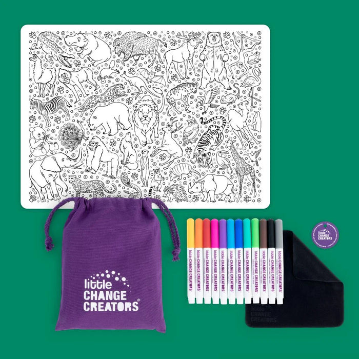 Little Change Creators | Reusable Colouring Mat | Safari - Large